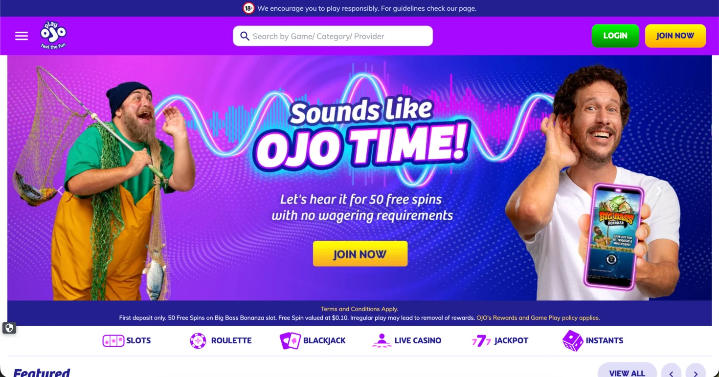 PlayOJO: Fast withdrawal casino canada