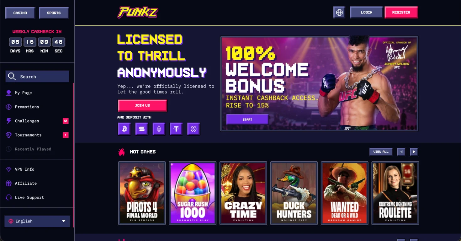 Punkz: no verification casino Canada