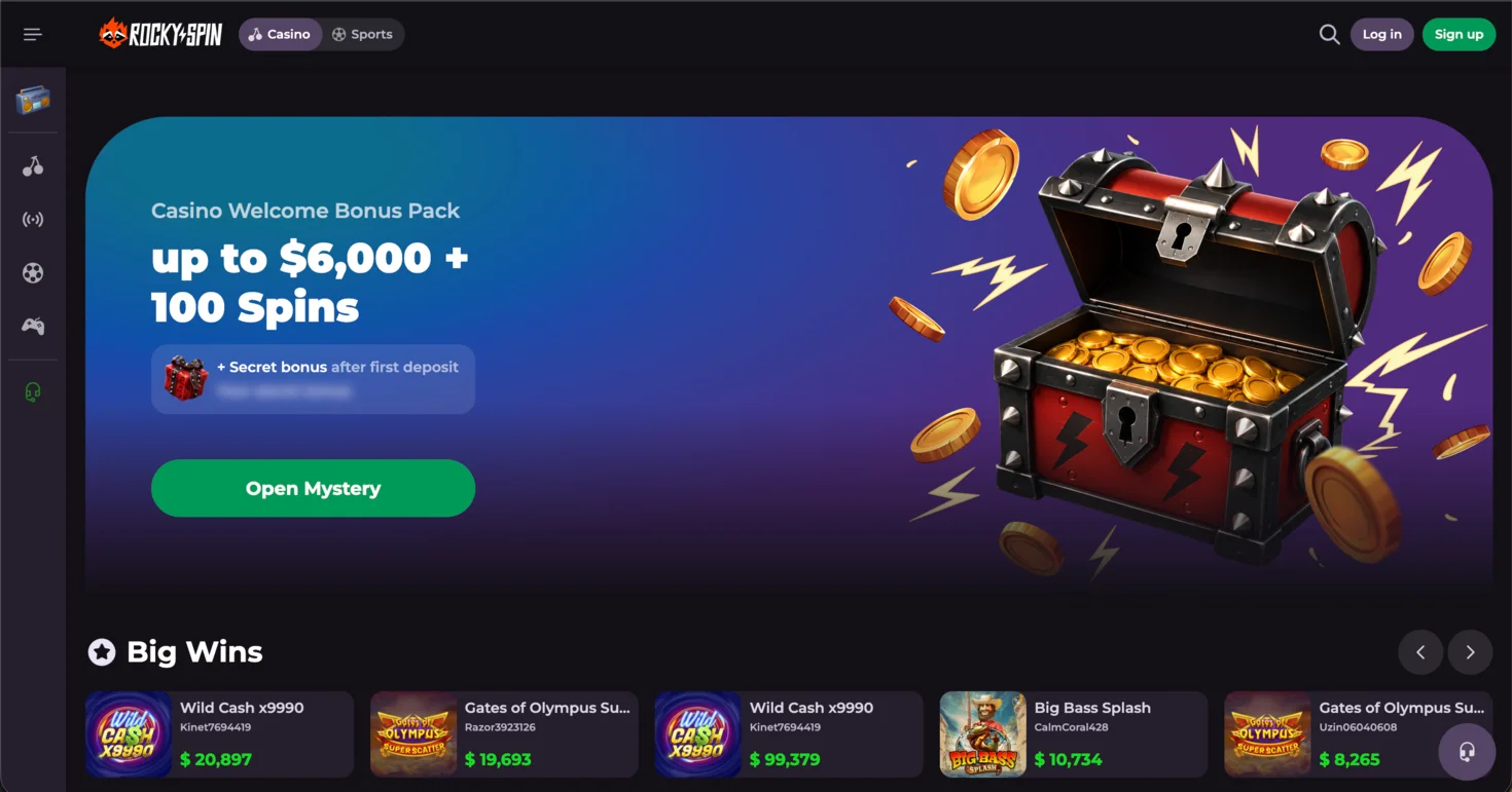 RockySpin: no KYC casino Canada