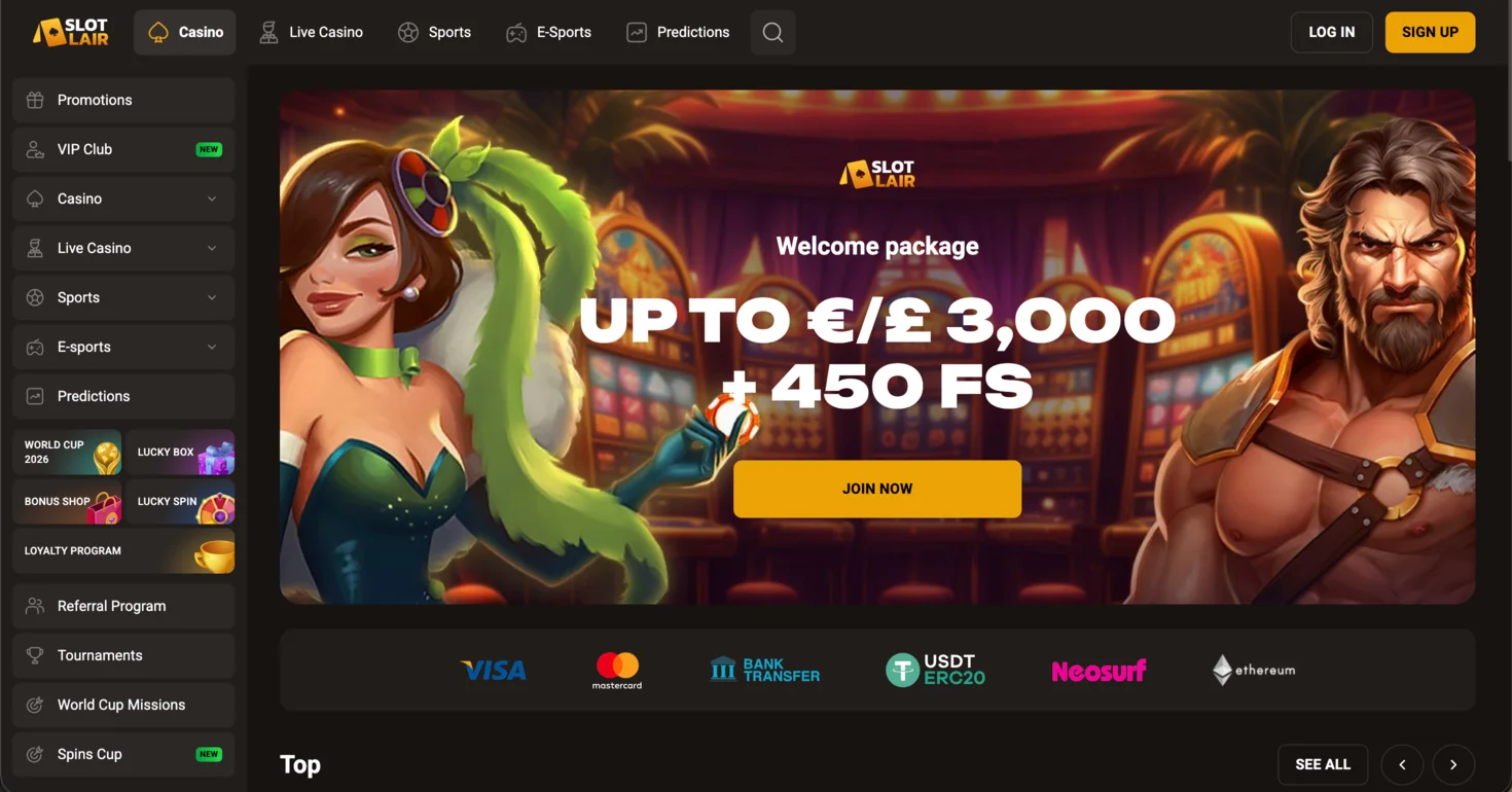 SlotLair: online casino highest payout rate